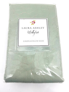 Laura Ashley Lifestyles Sage Quilted Euro Pillow Sham 26" x 26" - One Sham